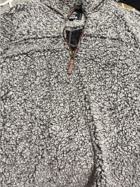 Sherpa Fleece Pullover Jacket - Gray small